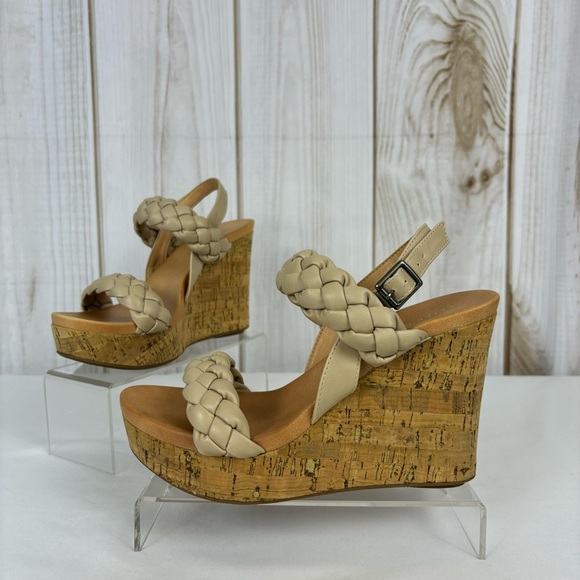 Altar'd State Shoes - Alter’d State Wedge Sandals Braided Straps Comfort Platform Shoes Tan Size 7.5